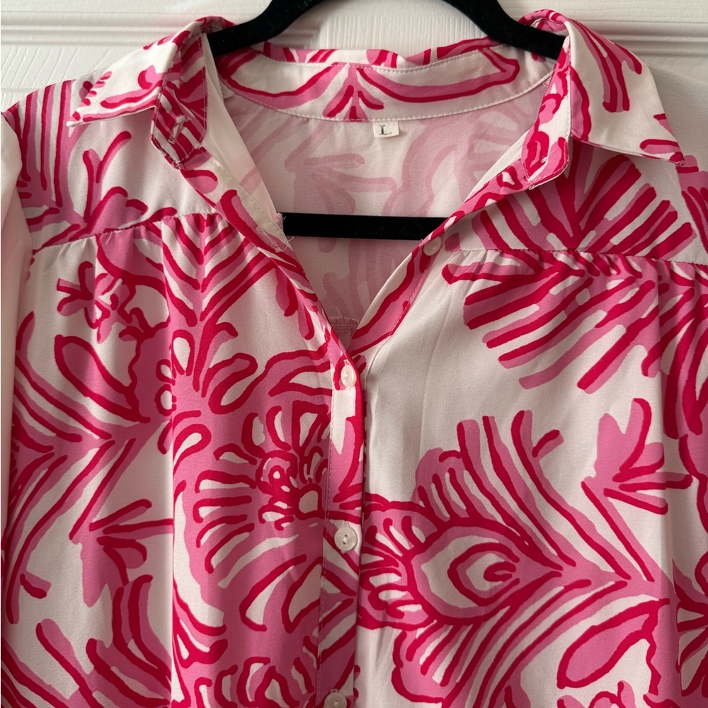 Pink and White Print Floral Dress - Picture 2 of 4